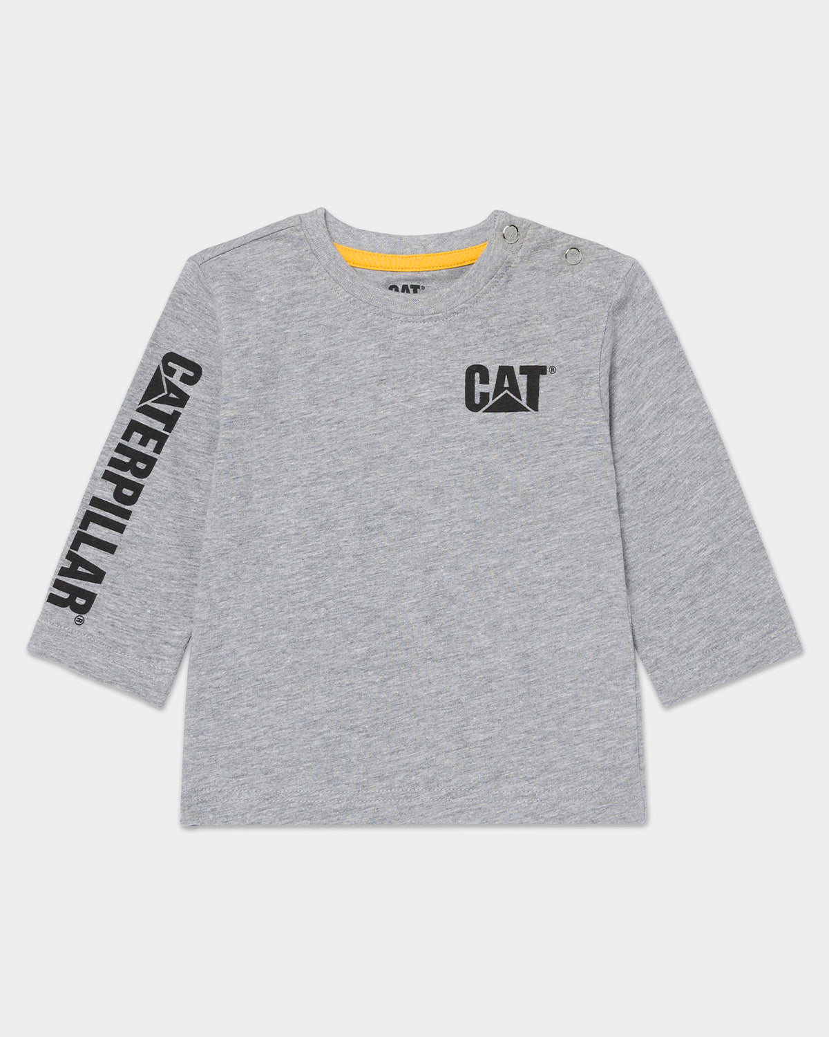 cat workwear infant long sleeve banner t-shirt heather grey front