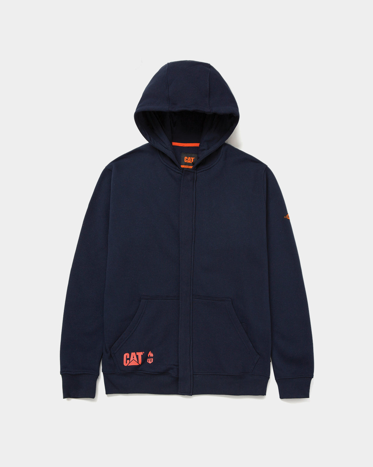 Caterpillar Workwear Men's FR AR Full Zip Hoodie Navy Front,color:Navy