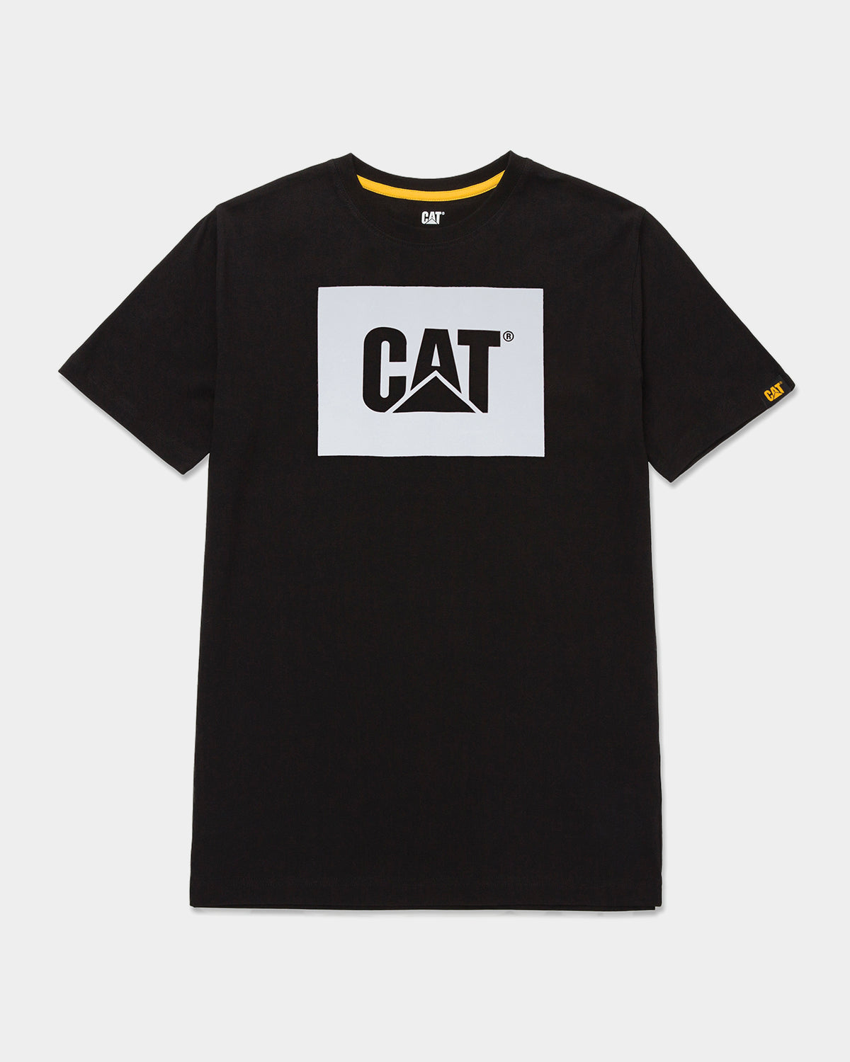 CAT Workwear Men's Cat Reflective Graphic T-Shirt Black Front,color:Black