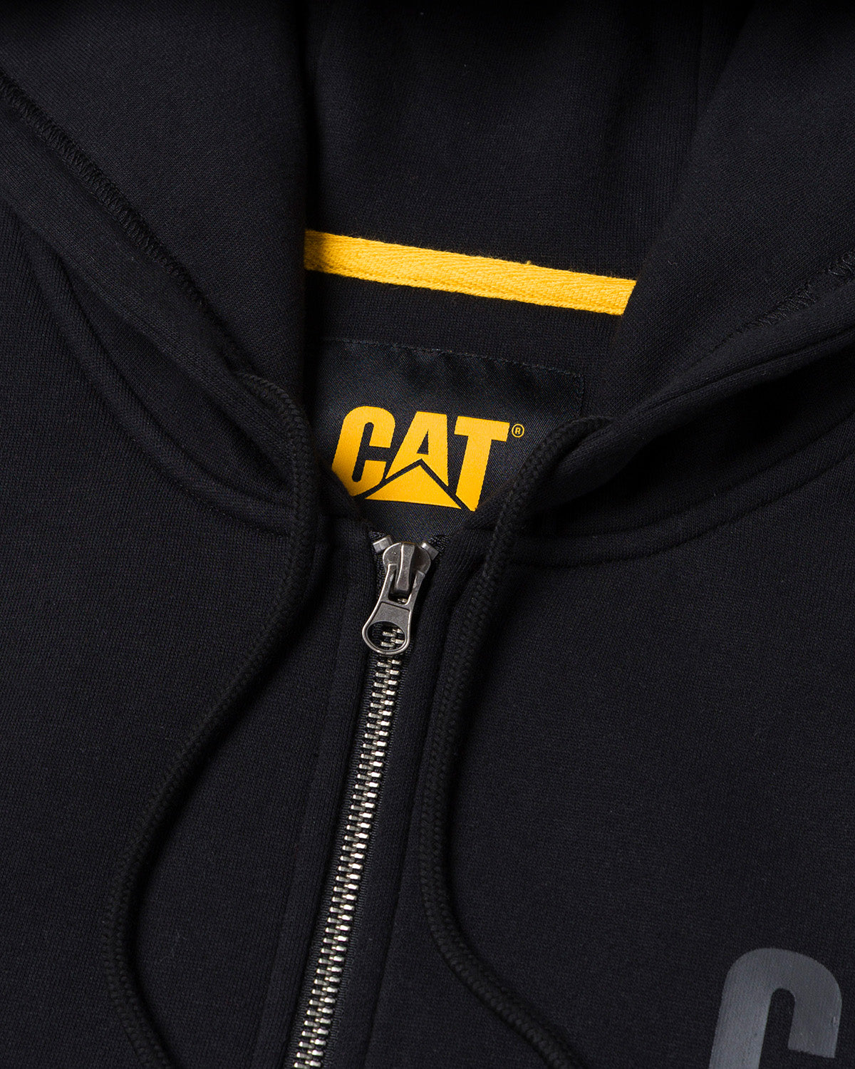 CAT workwear men's diesel power full zip hoodie black black zipper pull