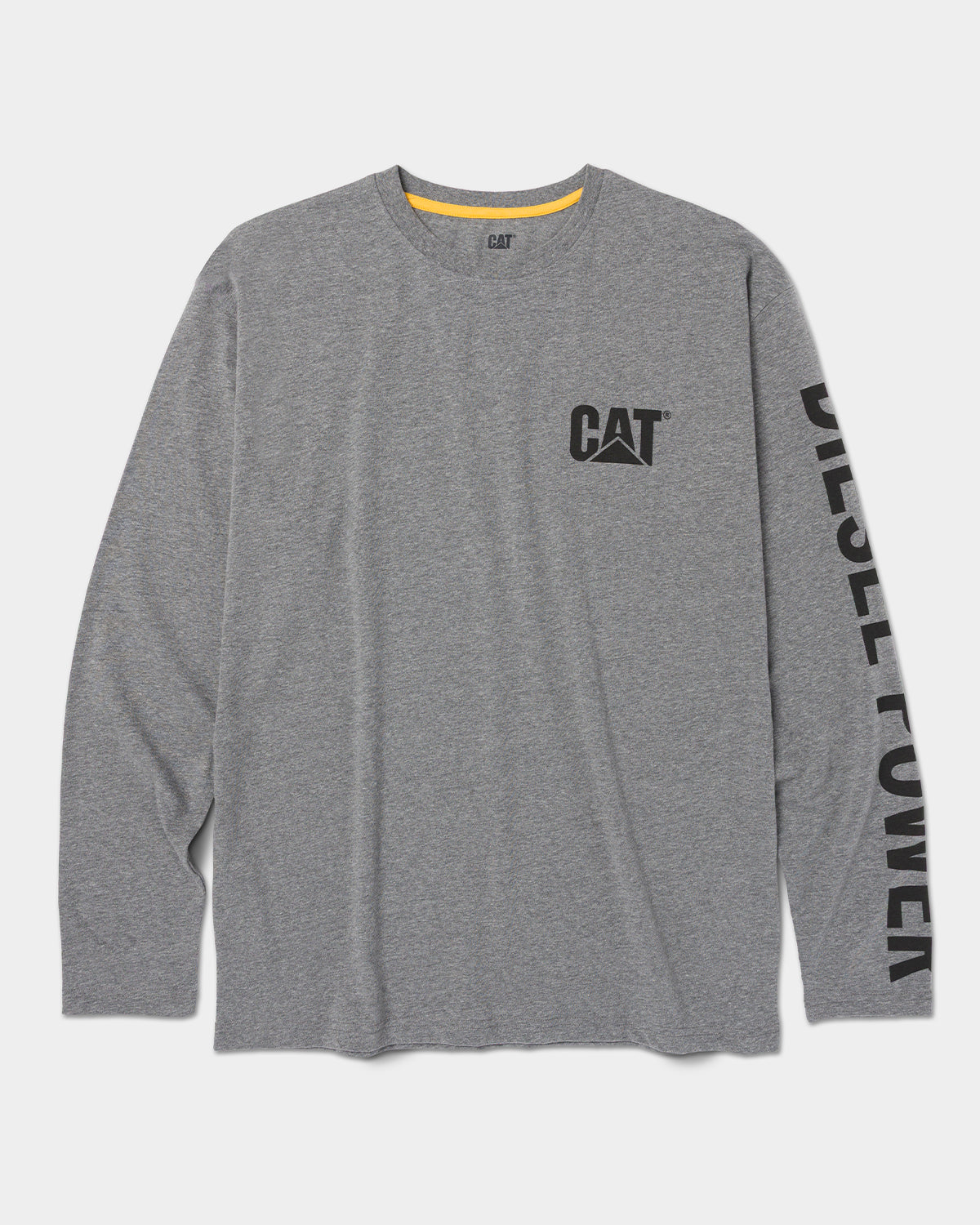 CAT Workwear Men's Diesel Power Long Sleeve T-Shirt Dark Heather Grey Front