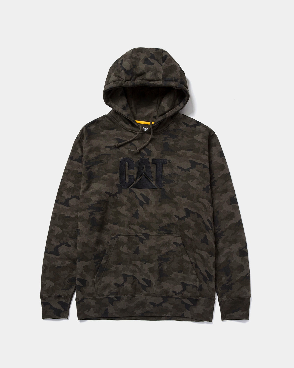 CAT workwear men's heavyweight trademark hoodie night camo front