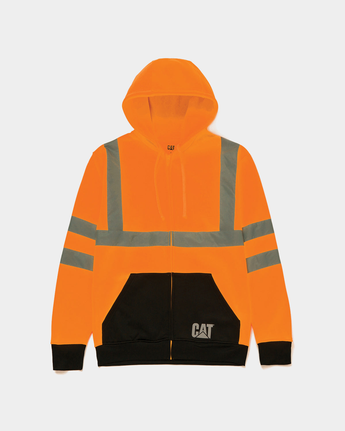 Men's Hi-Vis Full Zip Colorblock Hoodie Hi-Vis Orange Front