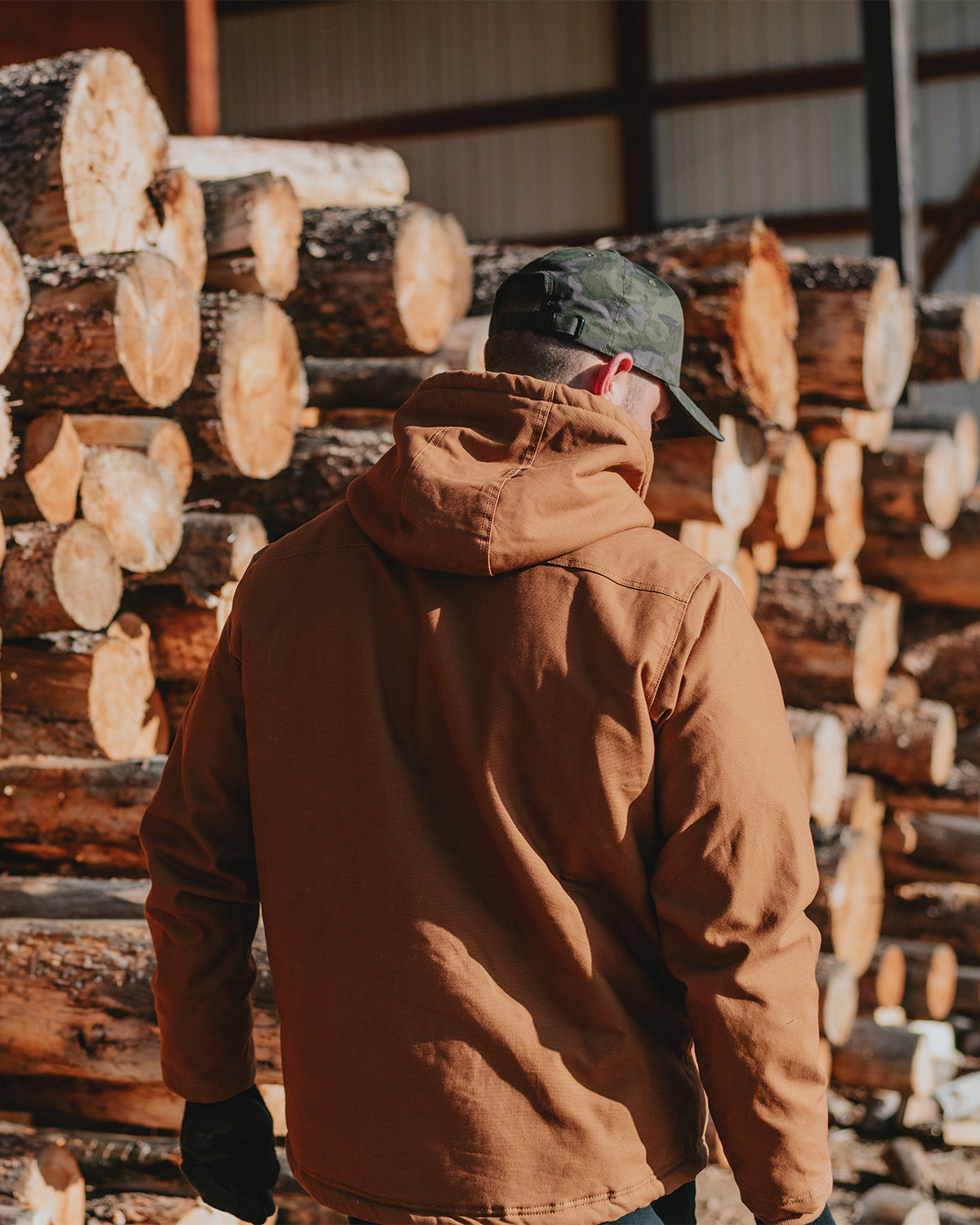 Cat Workwear MEN'S HOODED SHERPA LINED JACKET Field Wood Pile