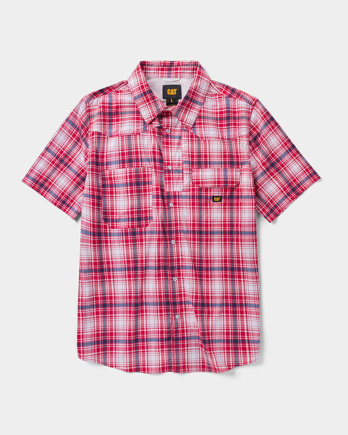 CAT Workwear Men's Lightweight Short Sleeve Western Shirt Hot Red Front