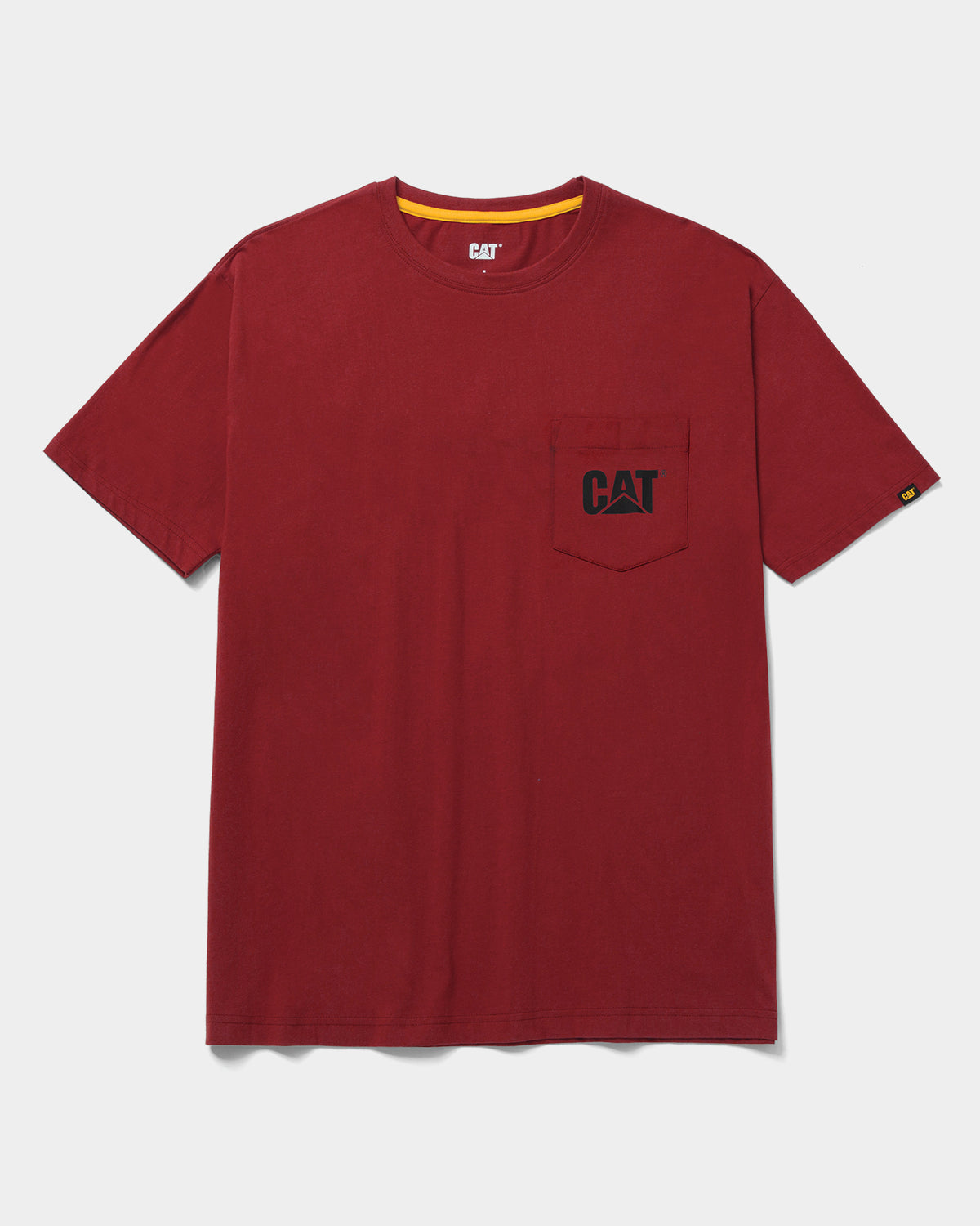 CAT Workwear Men's Logo Pocket T-Shirt Brick Front,color:Brick