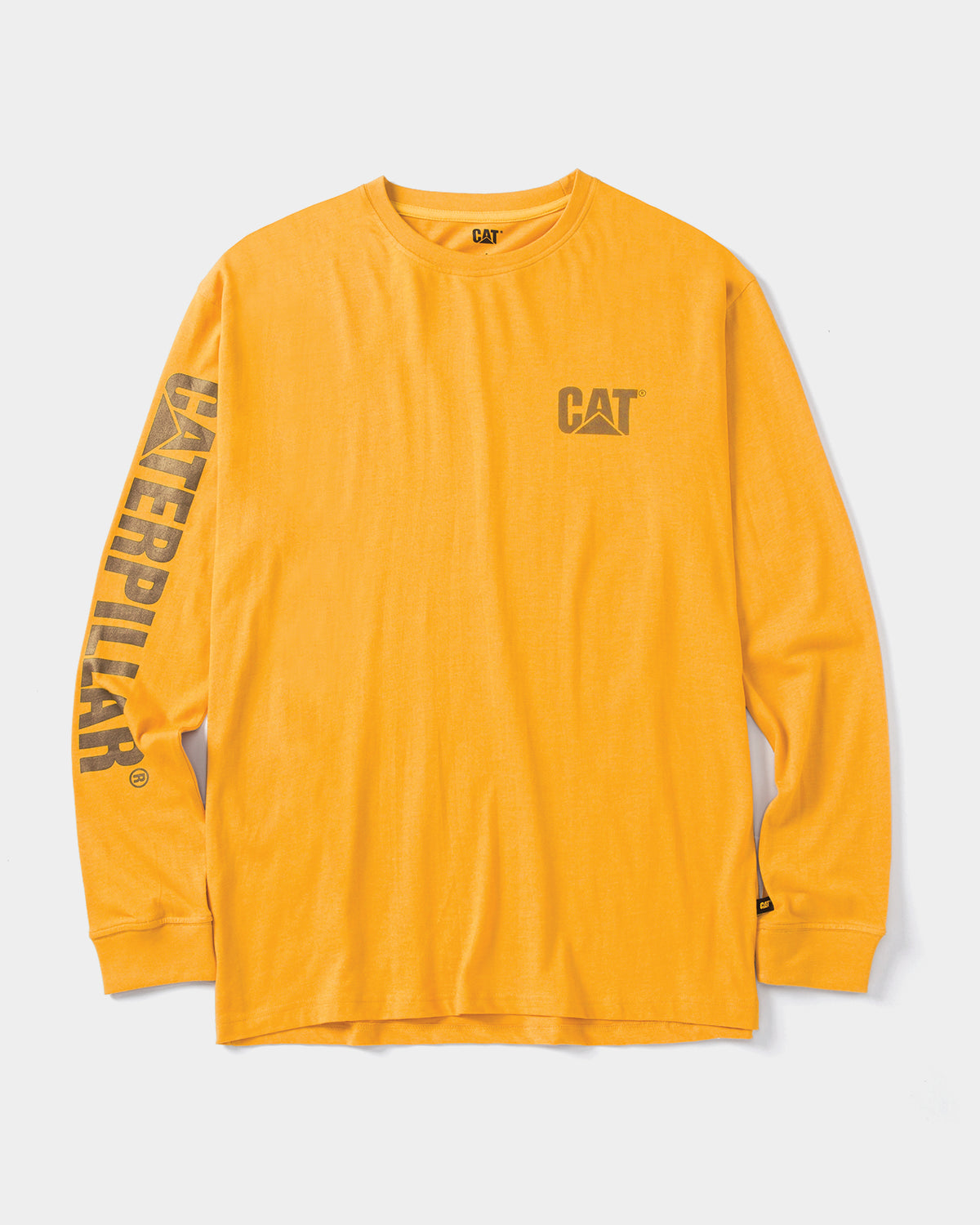 Cat Mens 1510034 Trademark Banner Long Sleeve T Shirt Mustard Yellow Heather Small Regular