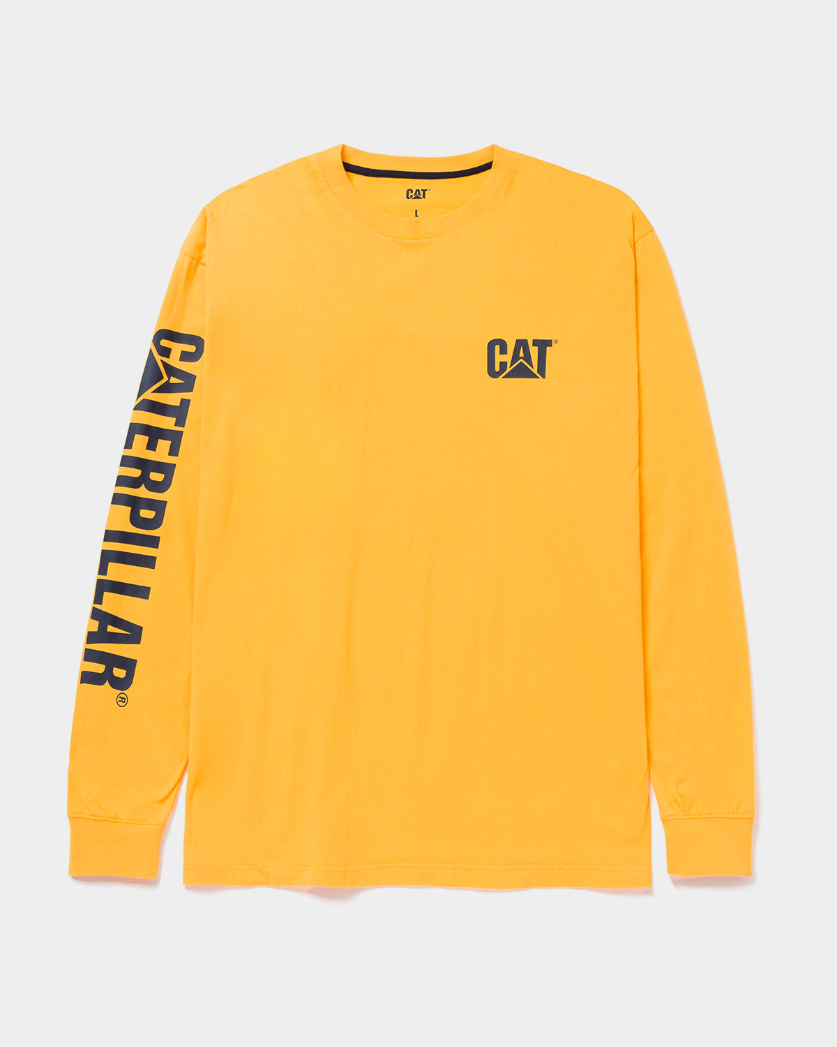 Cat Long Sleeve Trademark Banner T Shirt Men s Yellow