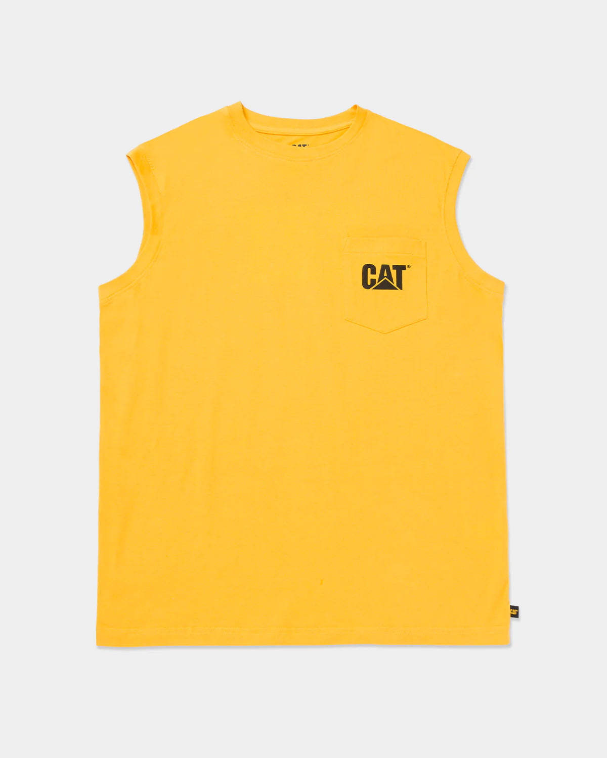 CAT Workwear Men's Trademark Sleeveless Pocket T-Shirt Yellow Front