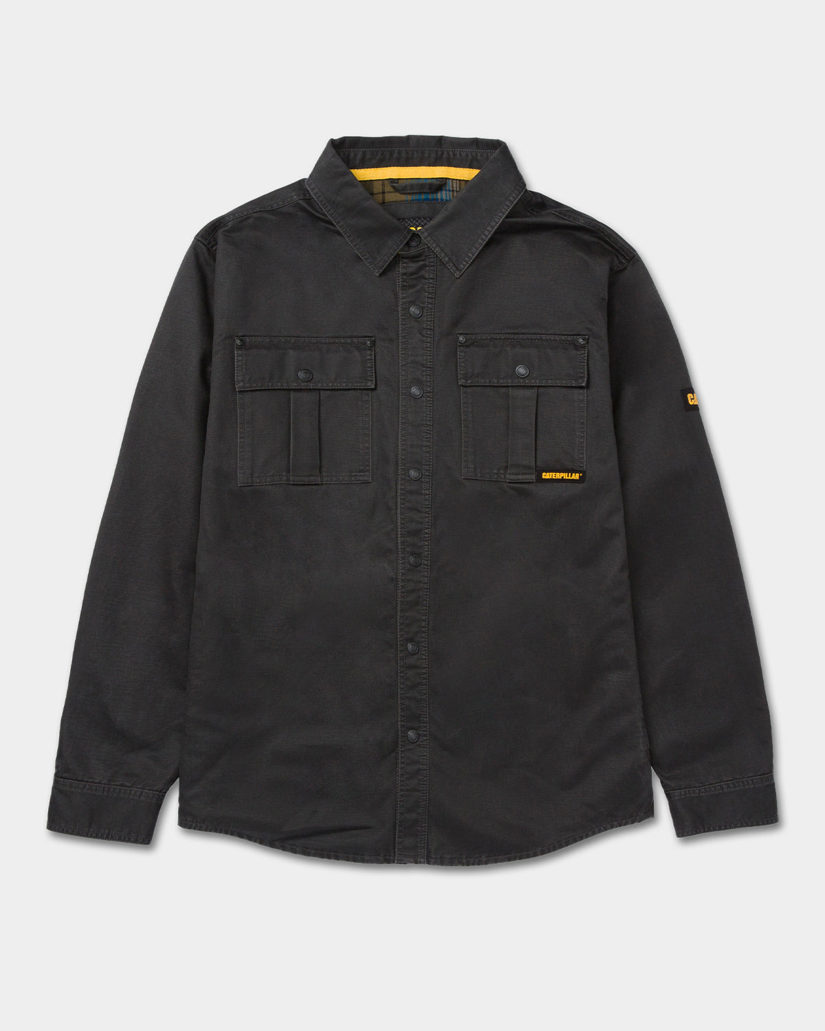 Cat Workwear MEN'S WAXED COTTON SHIRT JAC Black Front,color:Black