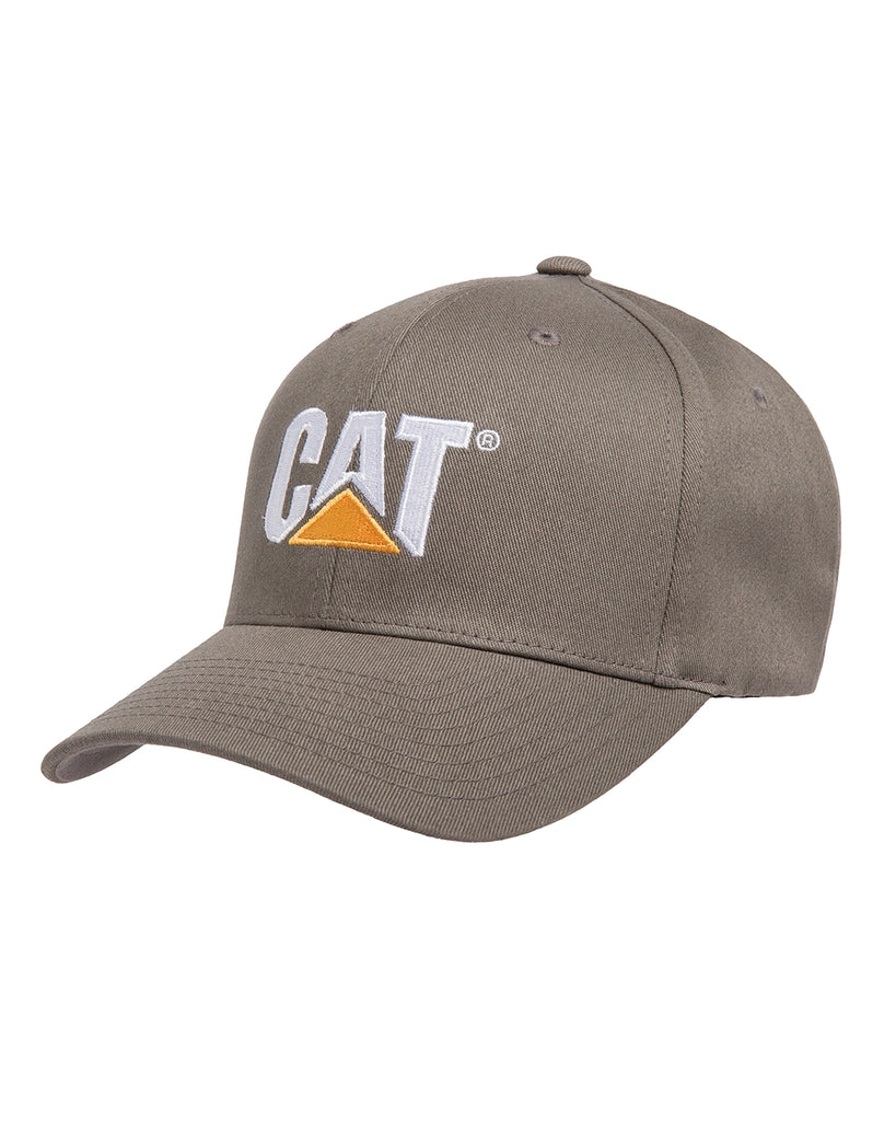 Cat workwear trademark flexfit hat grey front