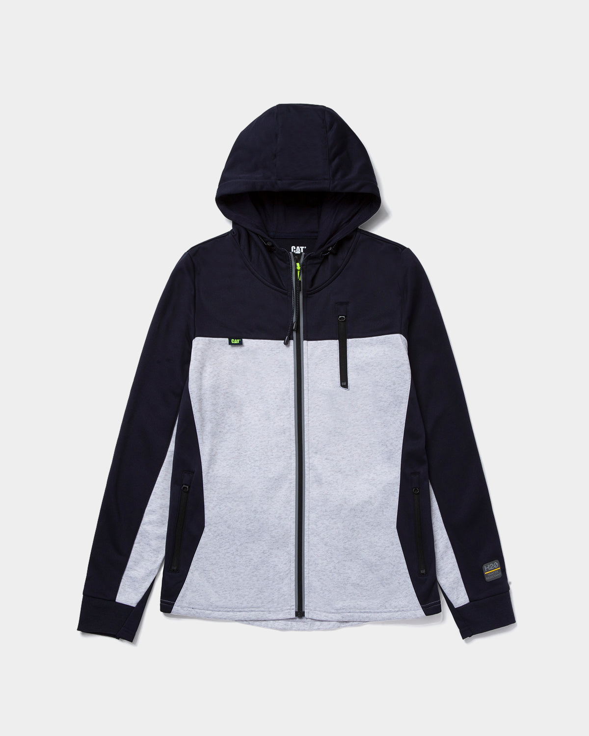 Cat Workwear Women's H2O Zip Up Hoodie Navy Front,color:Navy