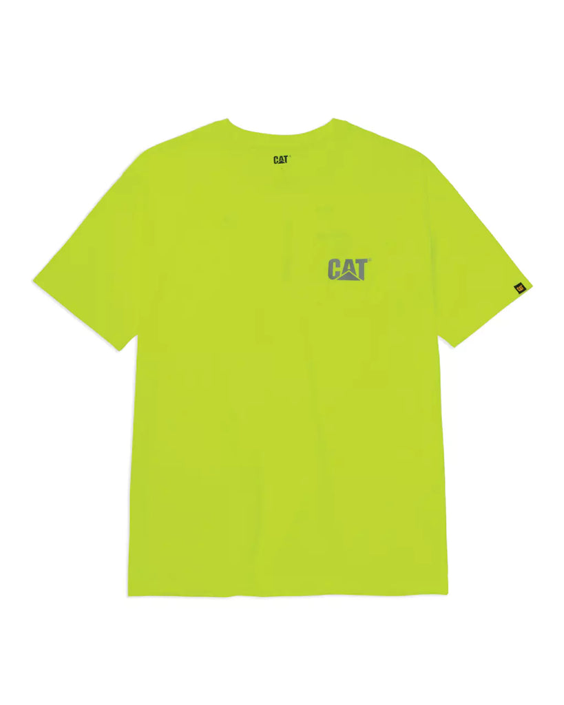 CAT Workwear Men's Trademark Hi-Vis Pocket T-Shirt Hi-Vis Yellow Front