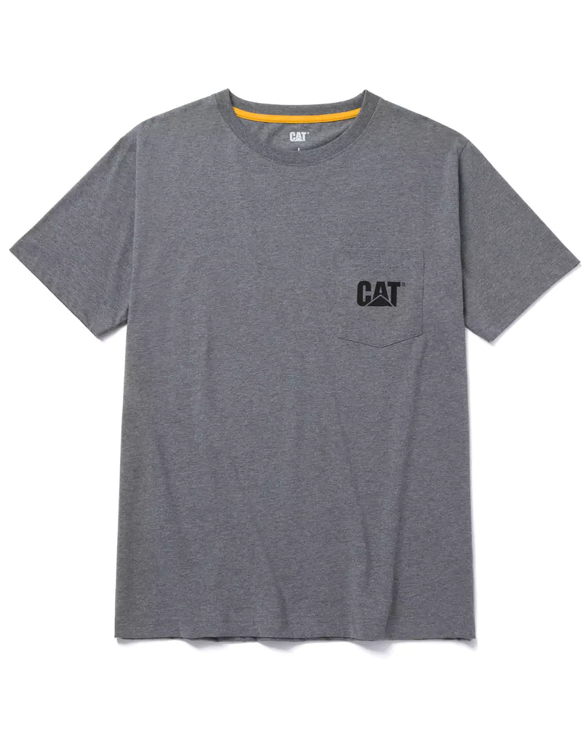 CAT Workwear Men's Logo Pocket T-Shirt Dark Heather Grey Front