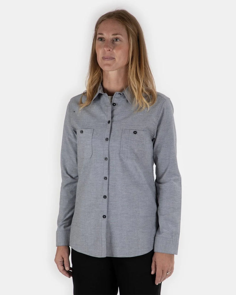CAT WORKWEAR Women's Classic Oxford Long Sleeve Work Shirt Charcoal Oxford Front