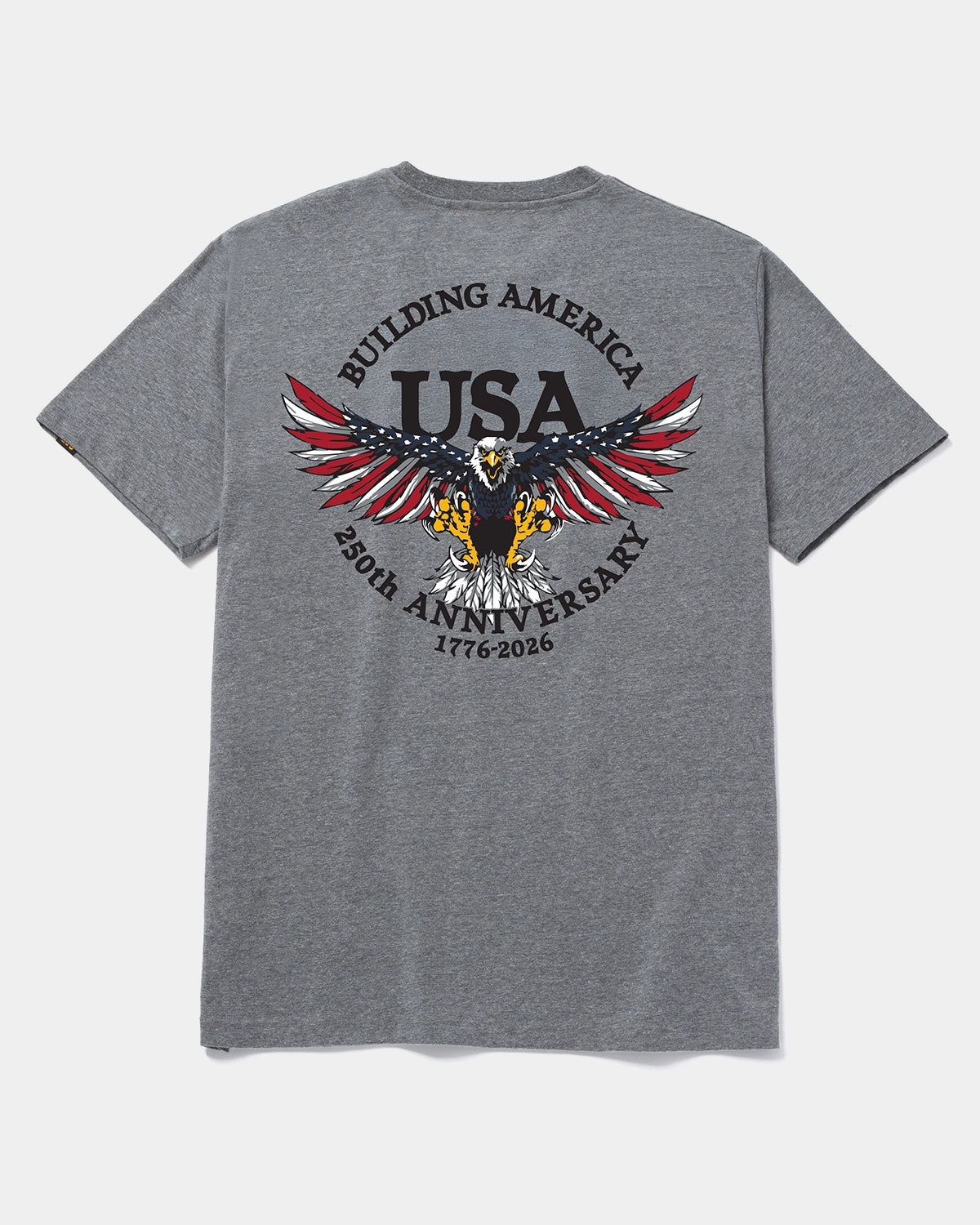 BUILDING AMERICA GRAPHIC T-SHIRT DARK HEATHER GREY BACK