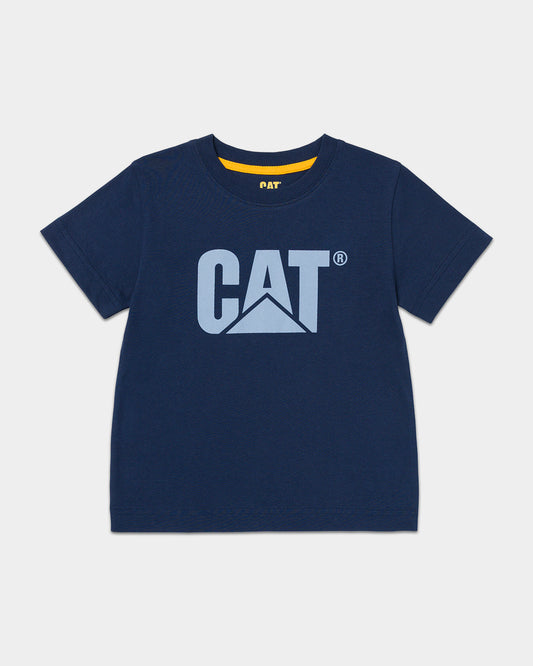 CAT workwear kid's tm logo t-shirt detroit blue front