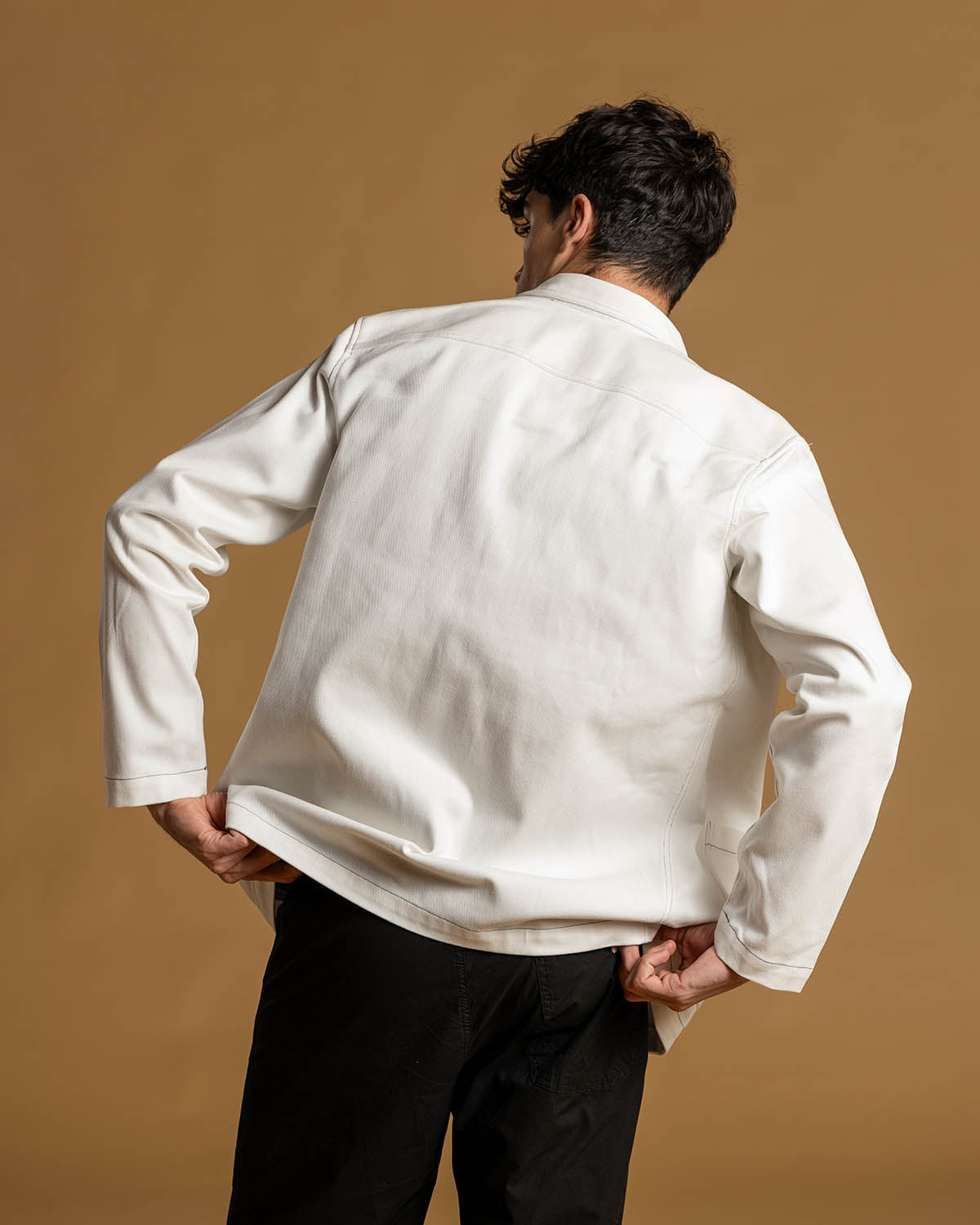 BULL DENIM OVERSHIRT WITH CONTRAST STITCH
