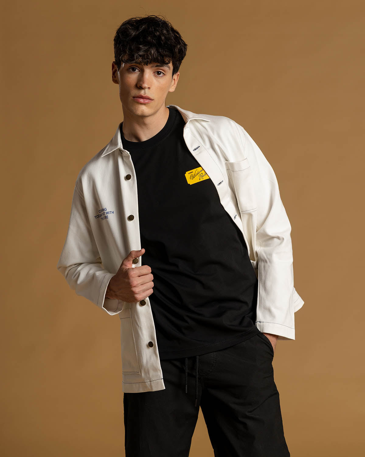 BULL DENIM OVERSHIRT WITH CONTRAST STITCH