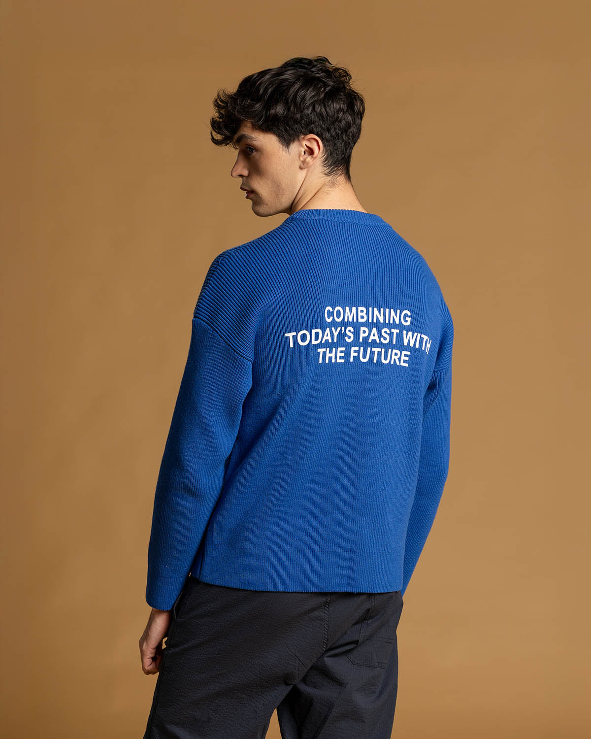 PAST AND FUTURE BACK PRINT ROUNDNECK SWEATER