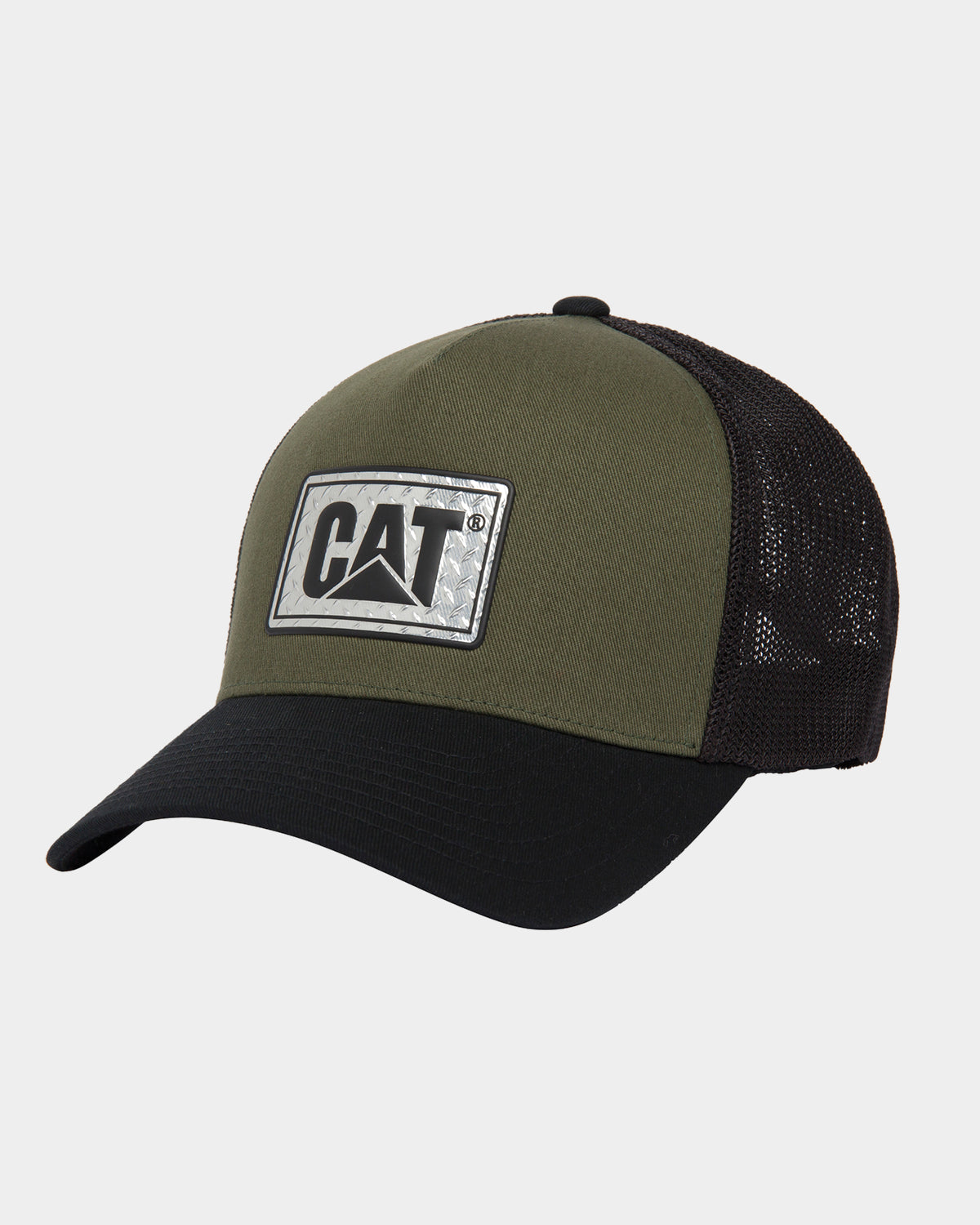 Caterpillar Workwear Unisex Cat Diamond Plate Hat Army Moss Front