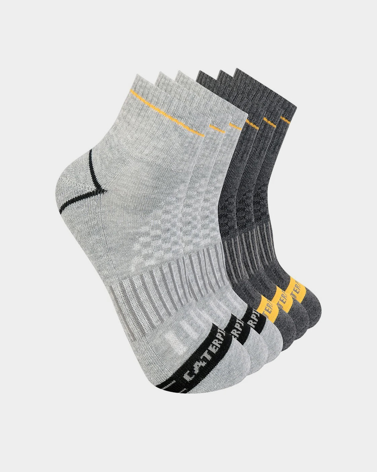 CAT WORKWEAR Men's Advanced Half Cushion Quarter Socks (6 Pack) Heather Grey