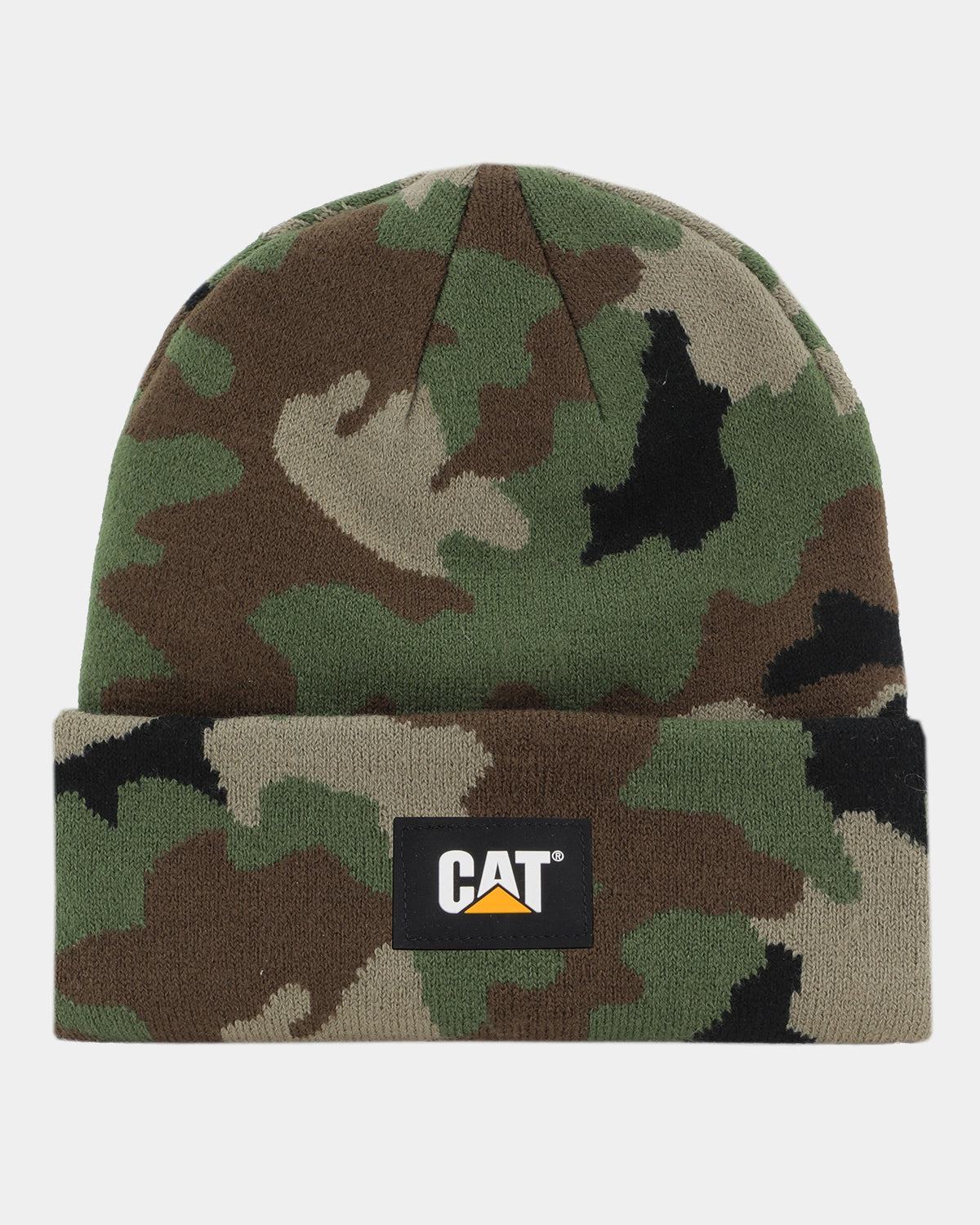 Cat workwear cat label cuff beanie woodland camo