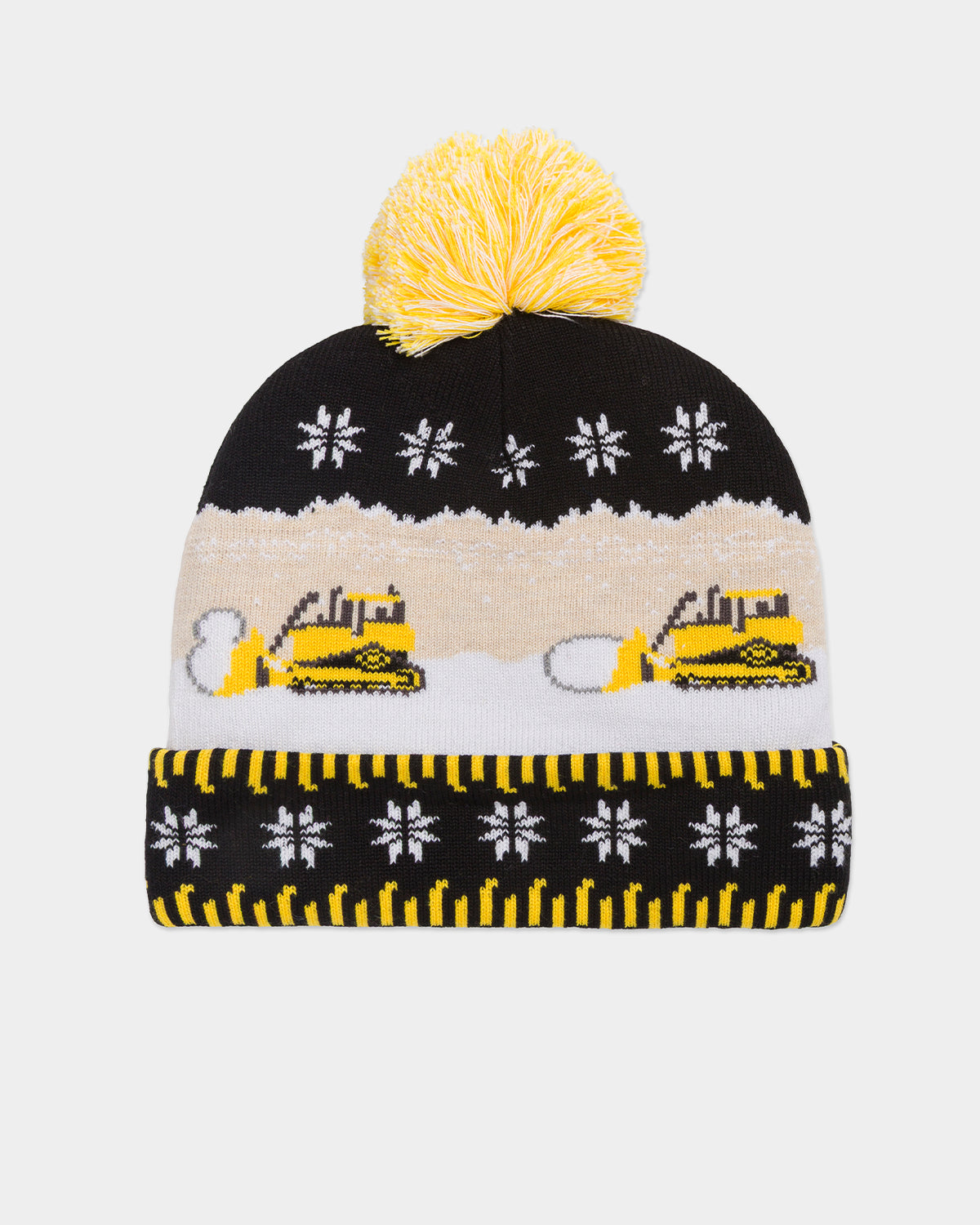 Cat workwear unisex cat snowdozer holiday beanie black front