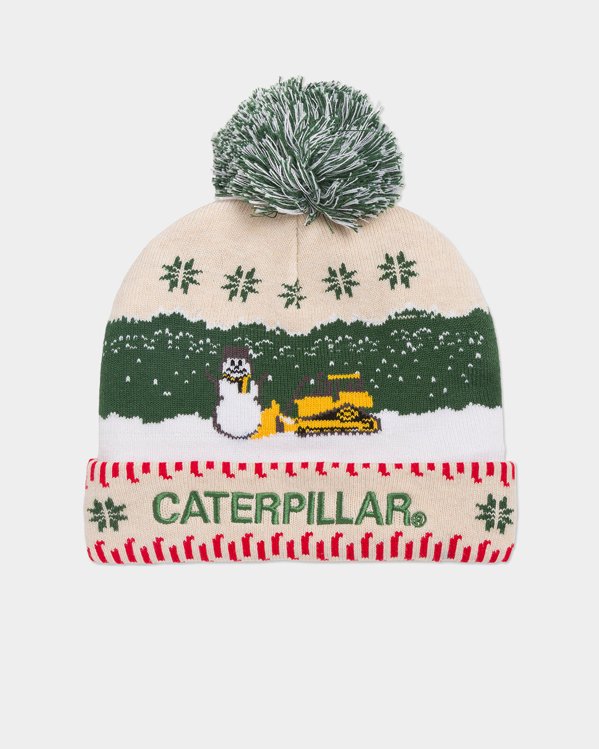 Cat workwear unisex cat snowdozer holiday beanie vanilla back
