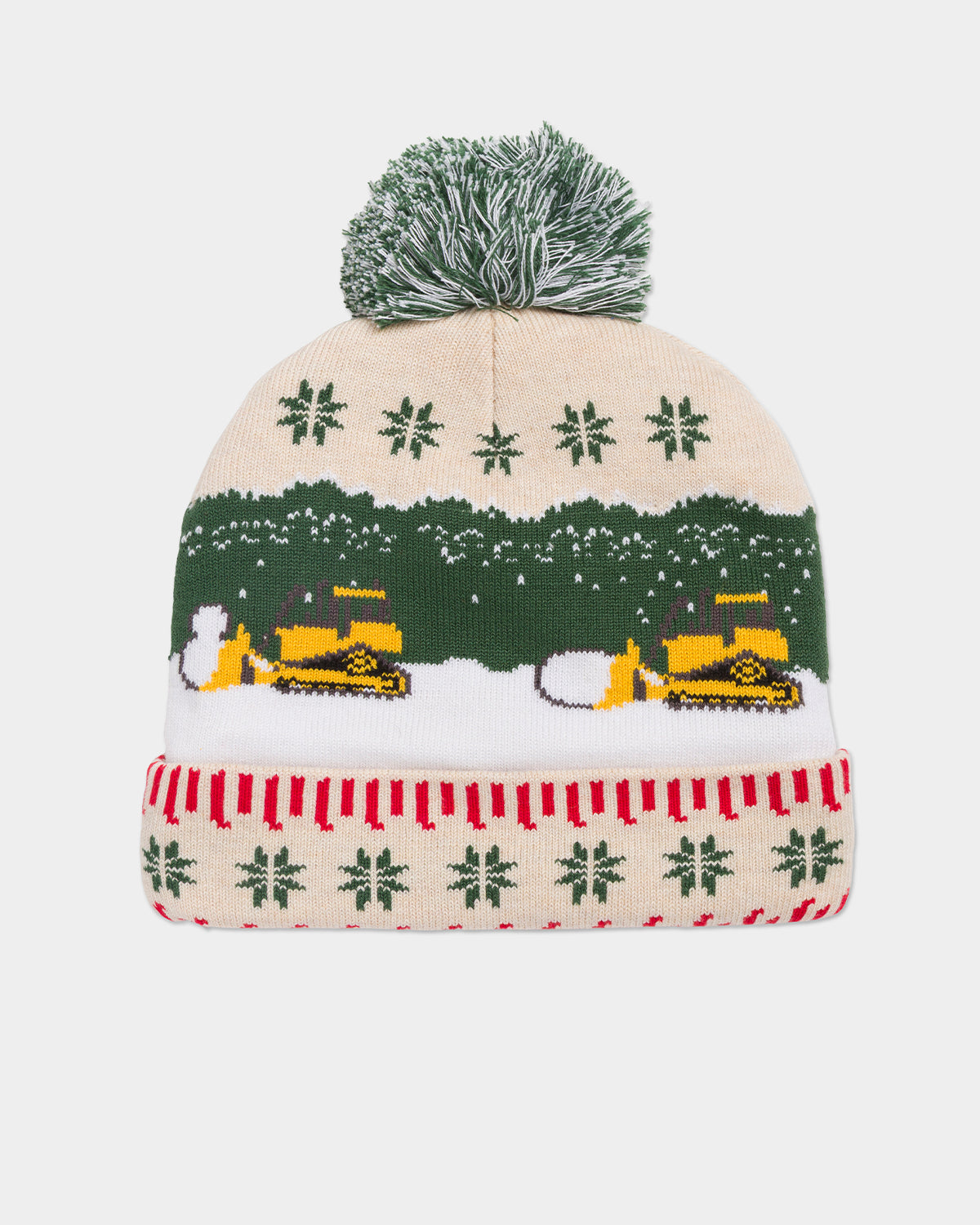 Cat workwear unisex cat snowdozer holiday beanie vanilla front