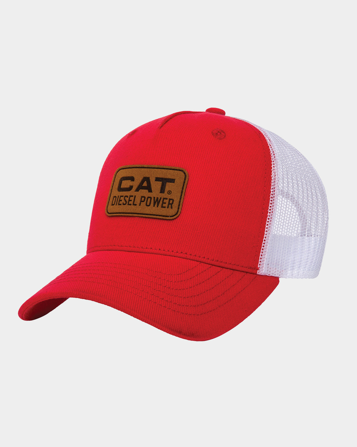 Cat workwear diesel power leather patch hat bittersweet front