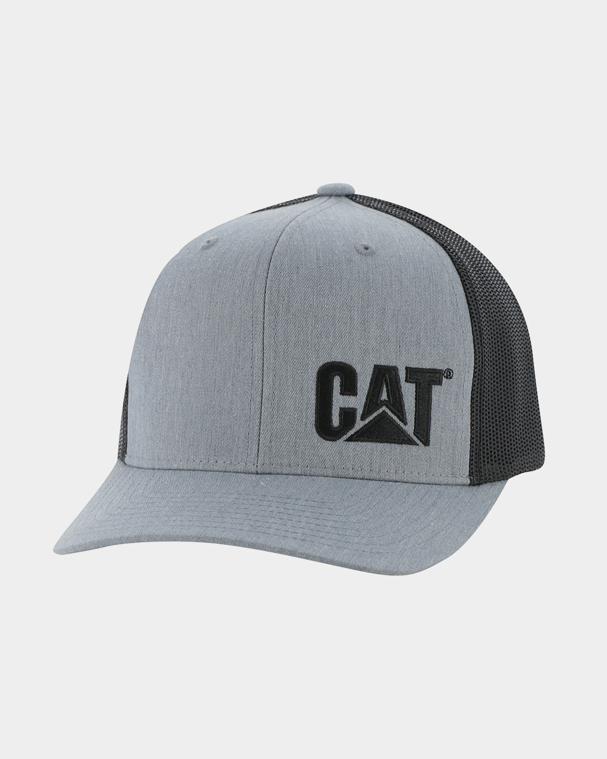 Men's Flexfit CAT Trademark Trucker Hat Heather Grey Front