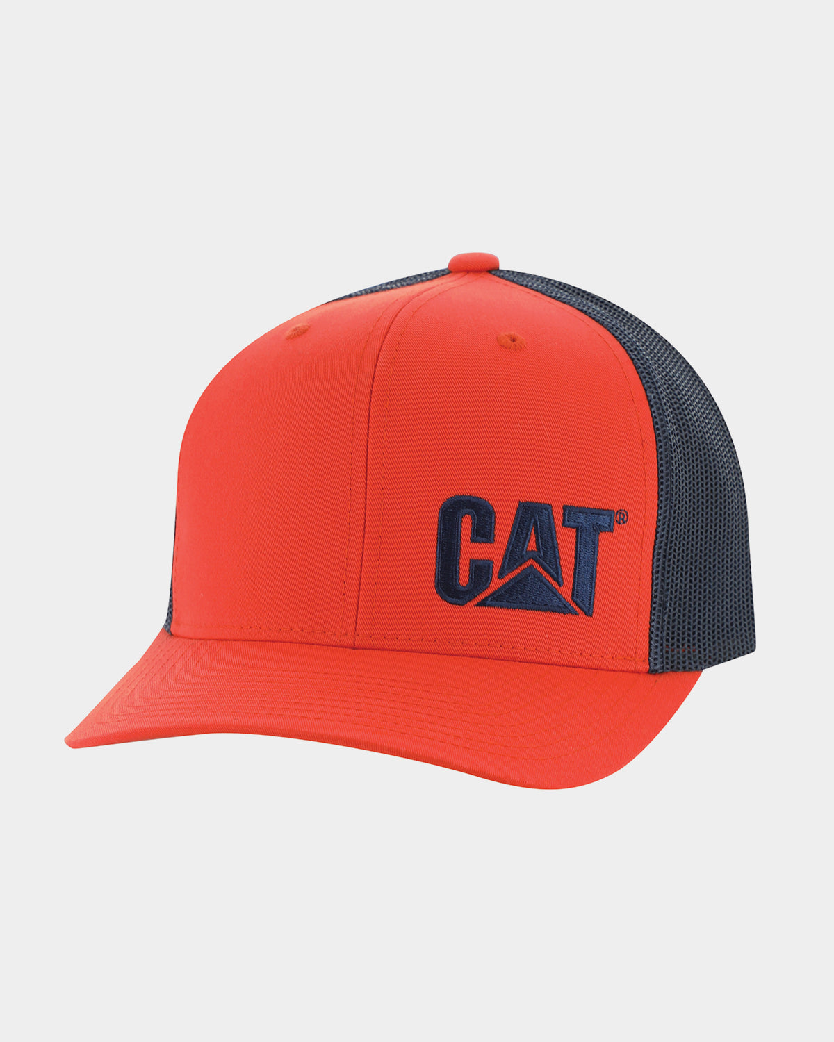 Men's Flexfit CAT Trademark Trucker Hat Orange Front