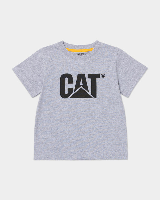 Cat workwear kid's tm logo t-shirt heather grey front