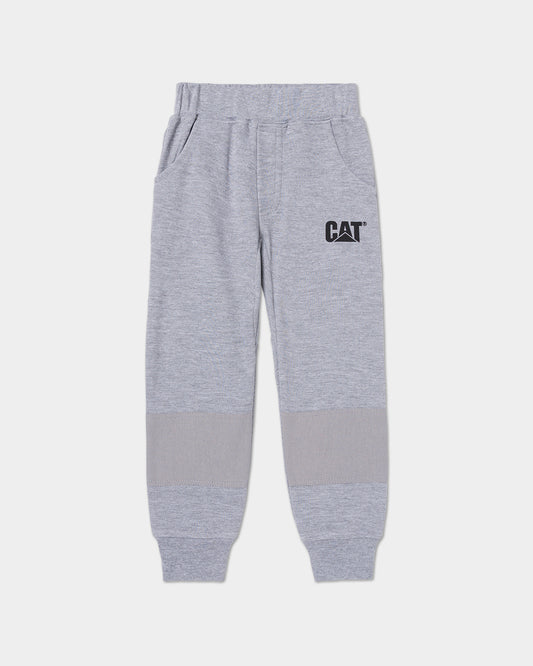 Cat workwear kid's track pant heather grey front