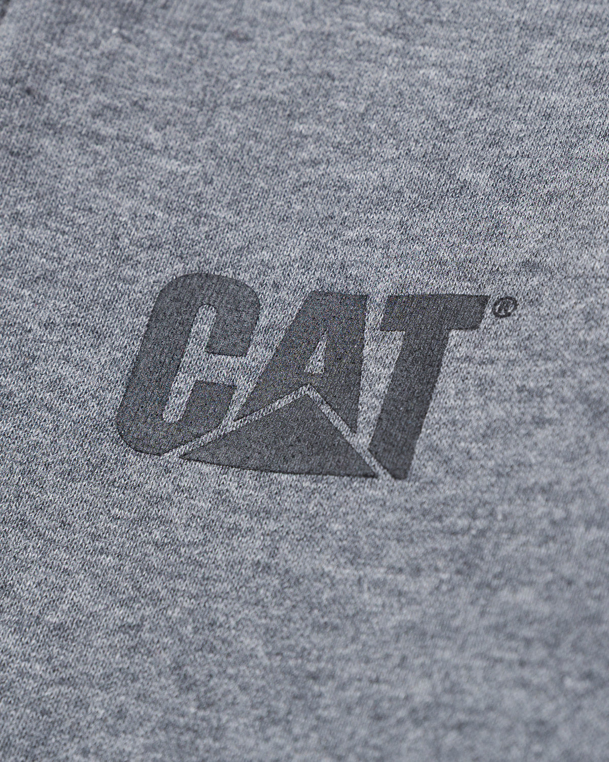 Cat workwear kid's trademark banner full zip hoodie dark heather grey left chest logo