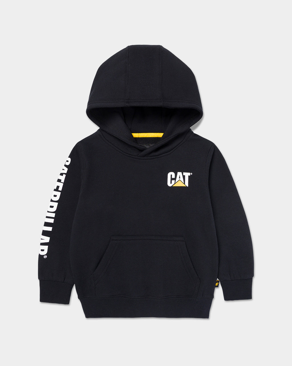 Cat workwear kid's trademark banner pull over hoodie black front,color:Black