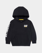 Cat workwear kid's trademark banner pull over hoodie black front,color:Black
