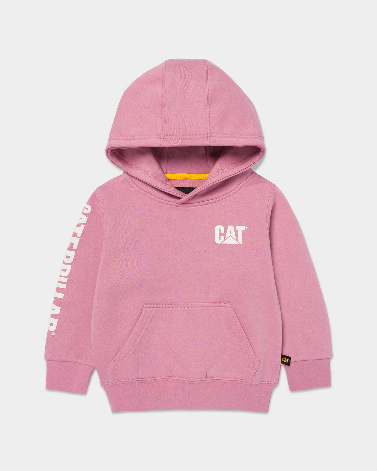 Cat workwear kid's trademark banner pull over hoodie lilas front