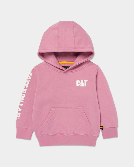 Cat workwear kid's trademark banner pull over hoodie lilas front
