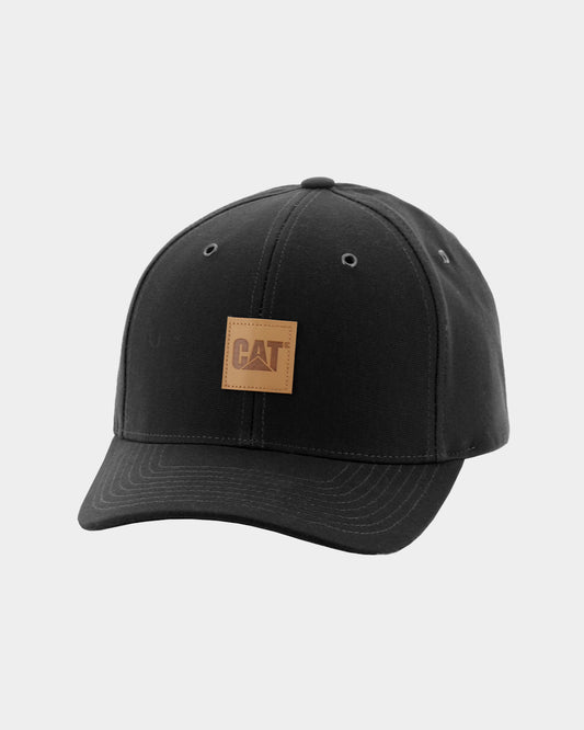 Men's Leather Patch Cap Black Front