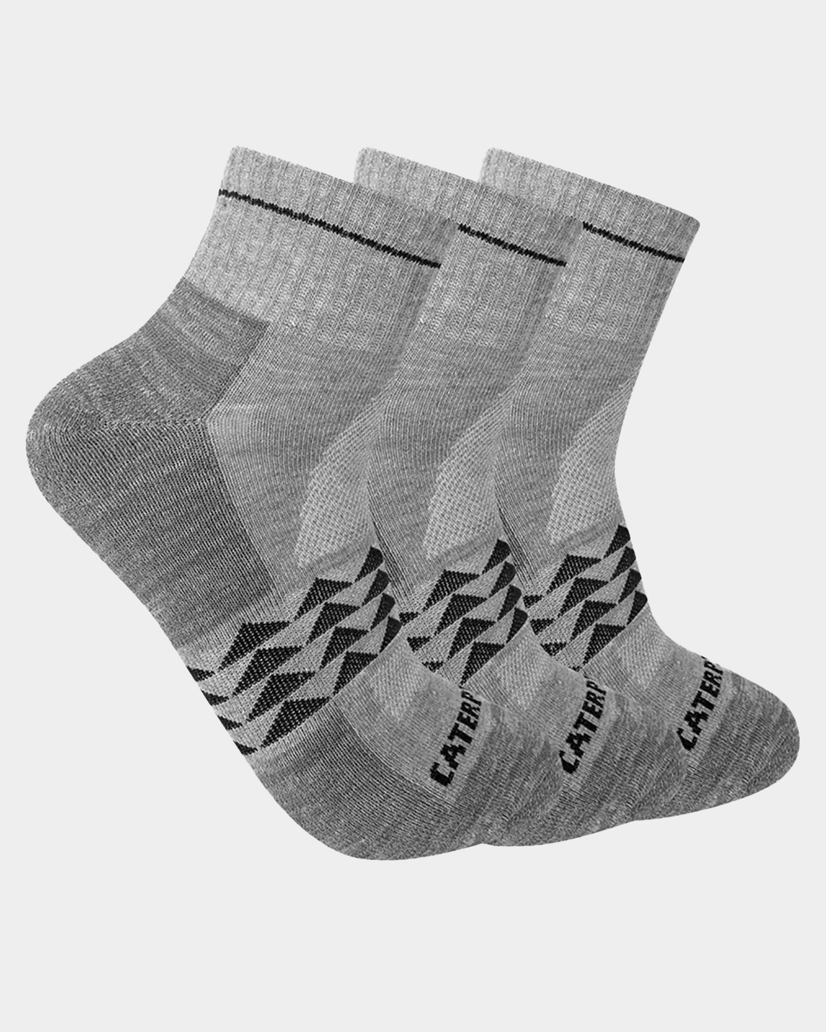 CAT WORKWEAR Men's Max Half Cushion Quarter Socks (3 Pack) Light Heather Grey