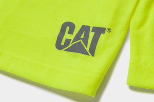 Cat Workwear Men's ANSI Hi-Vis UPF Hooded Long Sleeve T-Shirt Reflective Logo