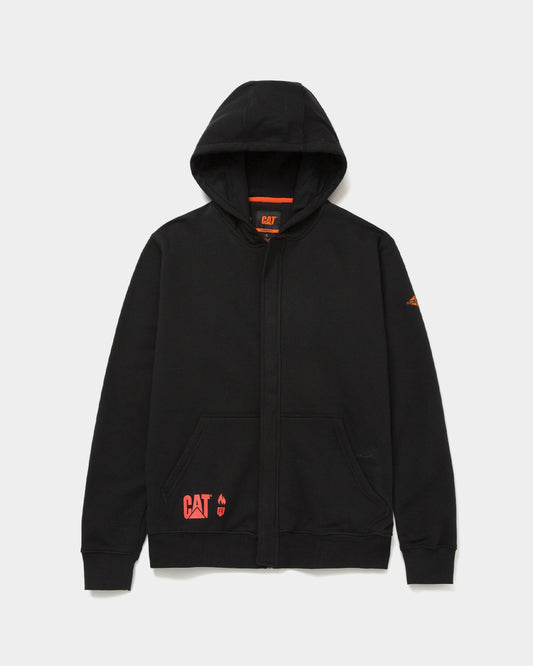 CAT WORKWEAR Men's FR AR Full Zip Hoodie Black Front,color:Black