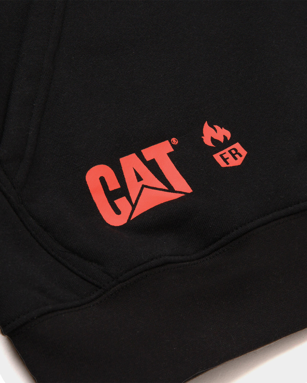 Cat Workwear Men's FR AR Pullover Hooded Sweatshirt Black Logo