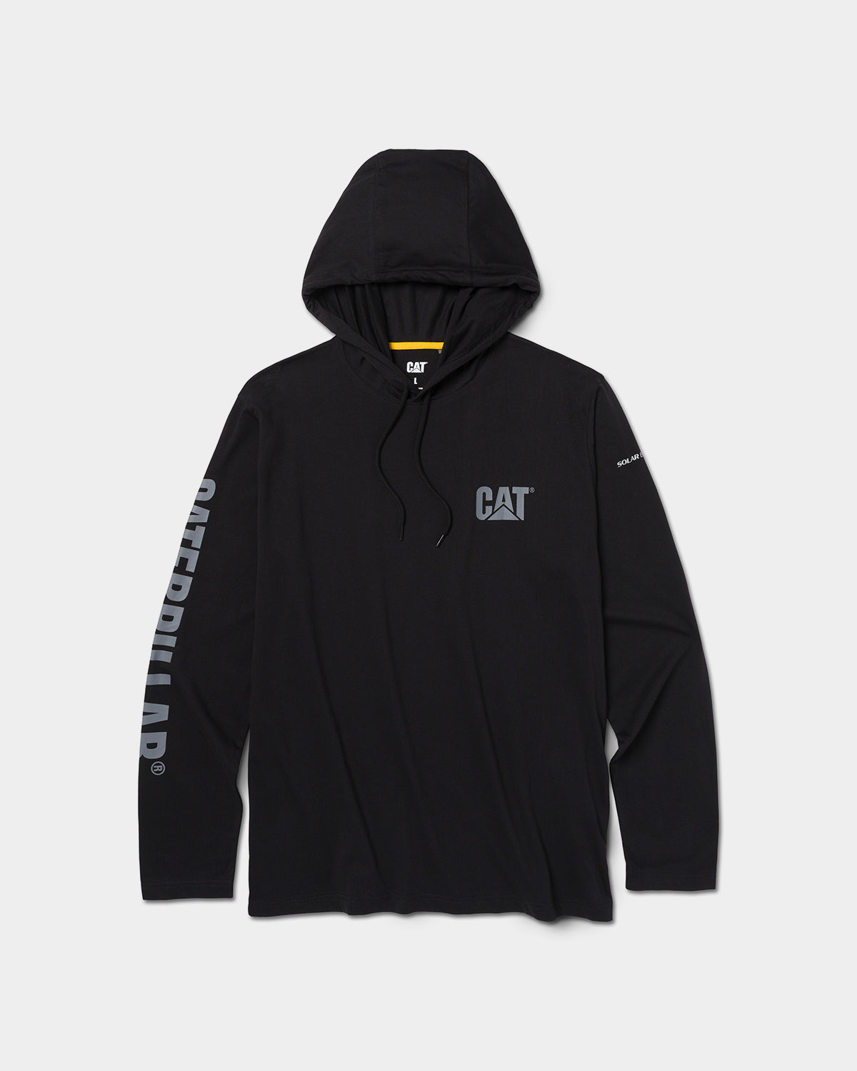 Cat Workwear Men's UPF Hooded Banner Long Sleeve T-Shirt Black Front