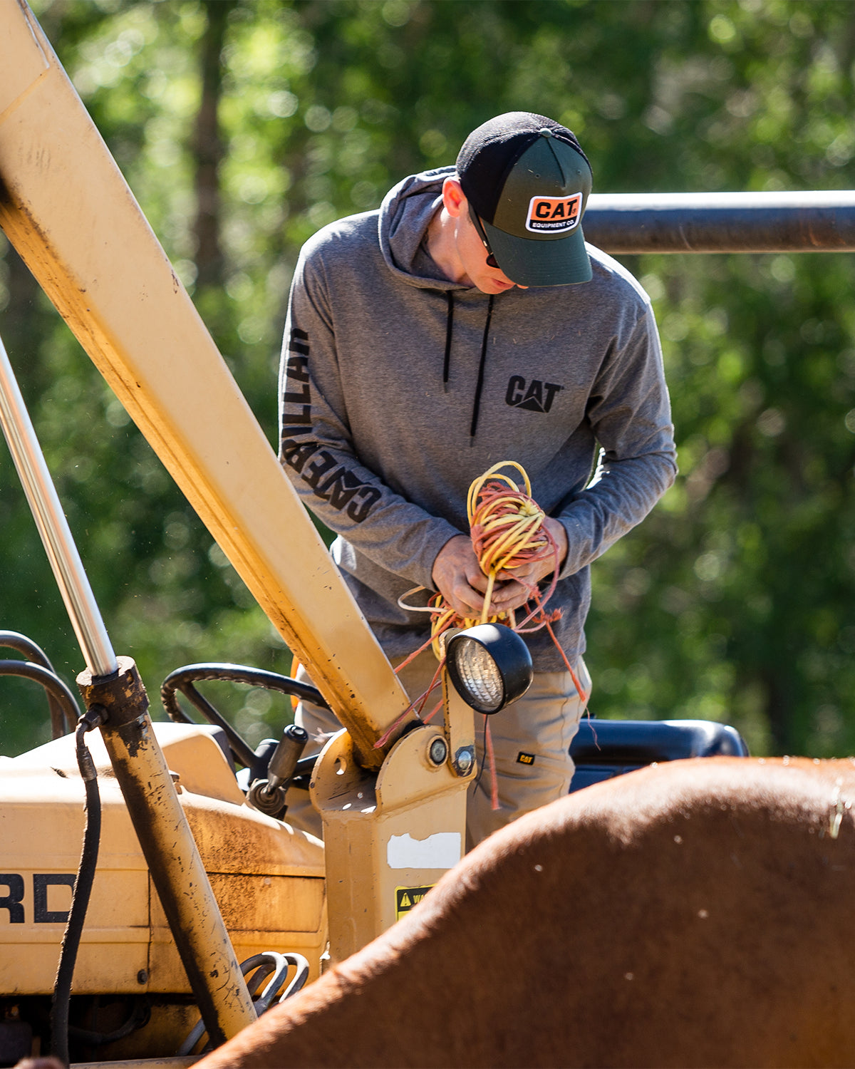 Cat Workwear Men's UPF Hooded Banner Long Sleeve T-Shirt Field Tractor