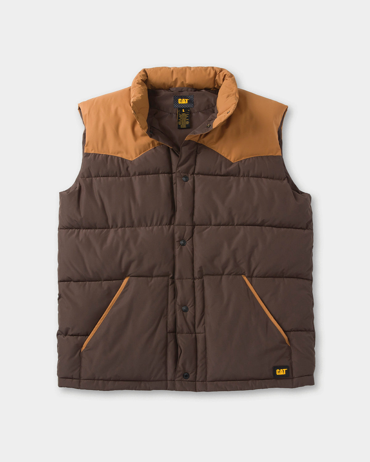 Cat Workwear MEN'S BIG SKY PUFFER VEST Coffee Bean Bronze Front