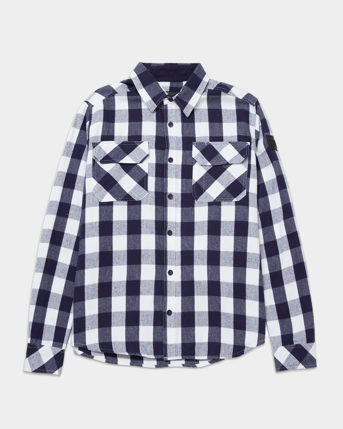 Cat Workwear Men's Buffalo Check Flannel Overshirt Navy White Front