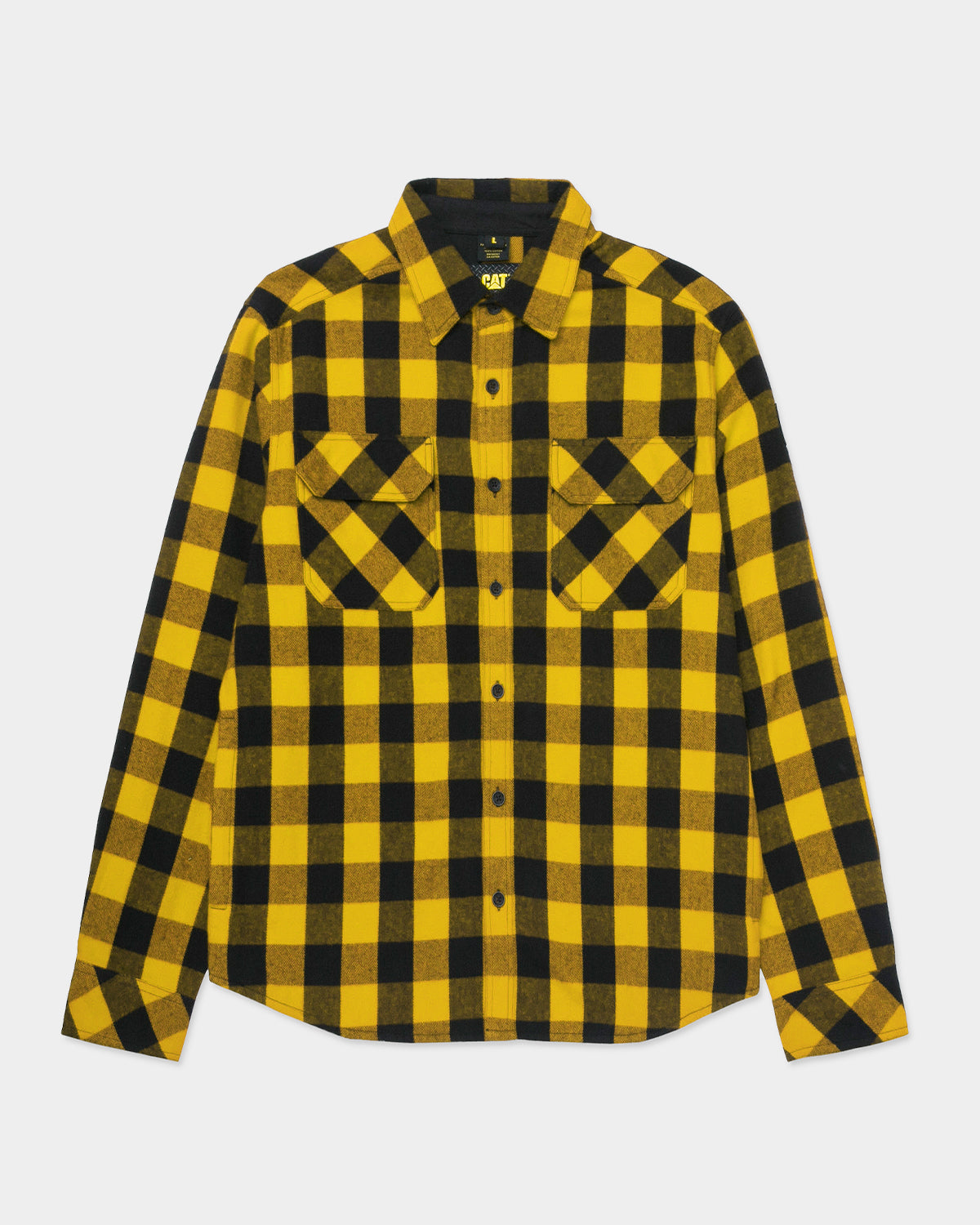 Cat Workwear Men's Buffalo Check Flannel Overshirt Yellow Black Front